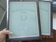 2 New Sealed 8-1/2" x 11" Document Black Plastic Frames with Glass or Plastic