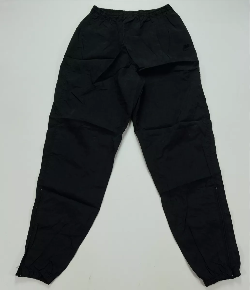 Rare VTG NIKE Tonal Spell Out Swoosh Track Pants 90s 2000s Black Women’s Size L