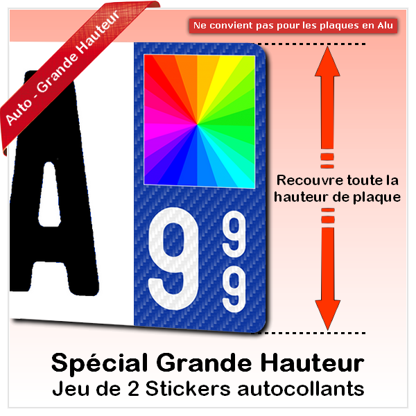 2 Stickers Plaque Immatriculation Auto 13 Région Sud - White Carbone-Style - Auto