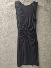 Gap Bodycon Dress Womens Small Black Ruched Front Sleeveless Career