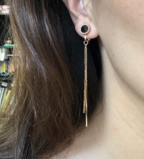 Dangle Clip on Earrings,Non pierced Earrings,Gold Tassel Clip On Earrings,