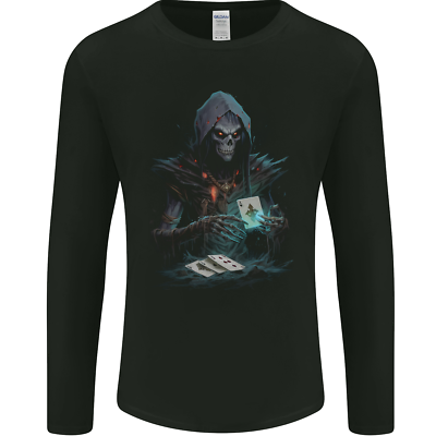 Playing Cards Grim Reaper Skull Mens Long Sleeve T-Shirt | eBay