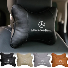 2PCS Leather Car Seat Headrest Neck Cushion Pillows Fit For Mercedes-Benz