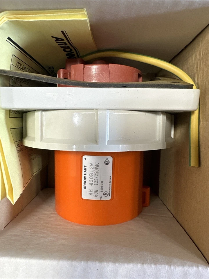 ⚡Eaton Arrow Hart AH460B12W Pin and Sleeve Connector Inlet 60A 125/250V 3P 4W - Image 3 of 4