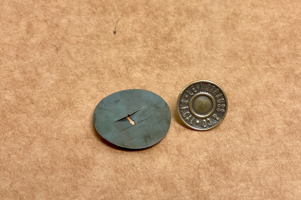 Scripted LEVIS button for 1975-78 Jeep CJ Seats + Brass