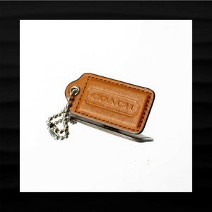 2.5″ Large COACH BROWN LEATHER KEY FOB BAG CHARM KEYCHAIN ...