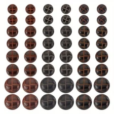 1set 60pcs 12 styles Plastic Shank Buttons Half Round Brown 15~25x9.5~13.5mm