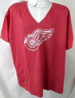 Detroit Red Wings Plus Size Women 1X Distressed Screened Logo T-shirt C1 6534