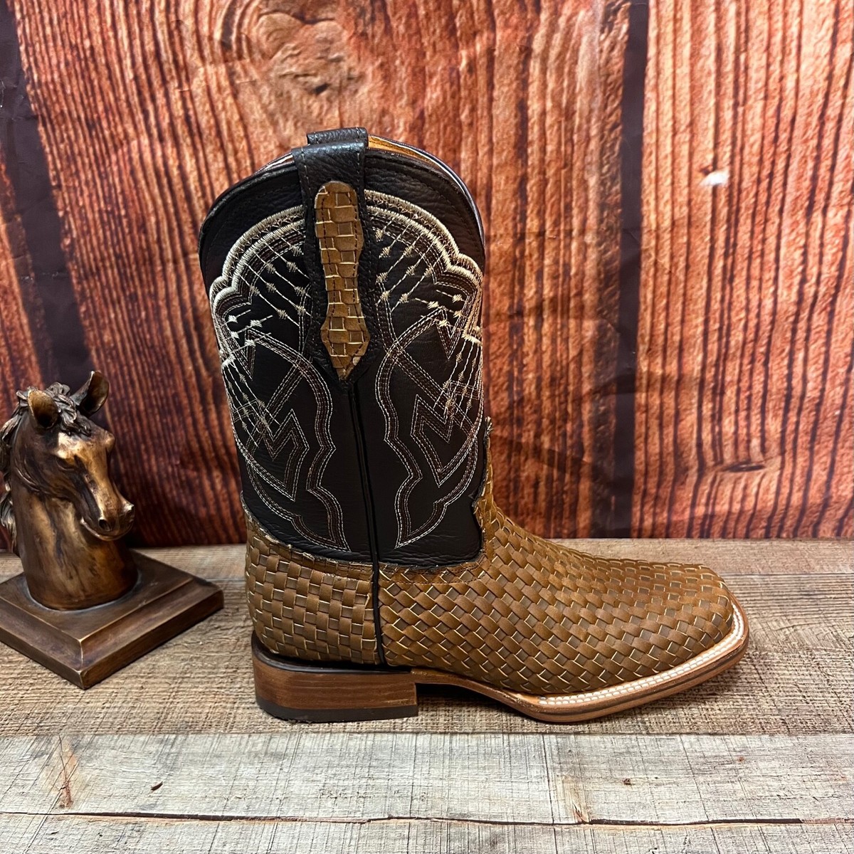 Men\'s Leather Western Cowboy Half Boot oleobuck moka Rodeo Botin moka 712 hp1082 Men main image 2