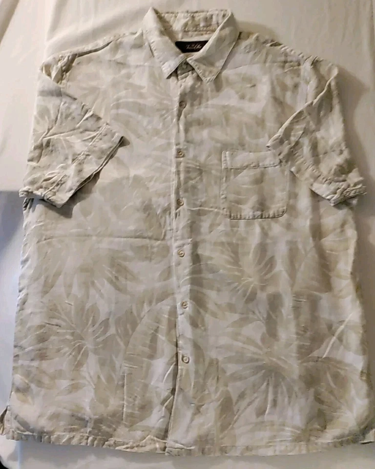 Hombres Tasso Elba Island Marrón Floral Seda Lino Manga Corta Vestido Camisa XXL NUEVO SIN ETIQUETAS Foto 2 de 4