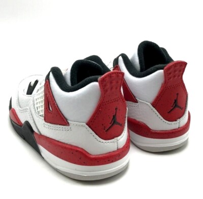 NEW* TODDLER KIDS NIKE AIR JORDAN 4 RETRO (TD) WHITE/RED-BLACK