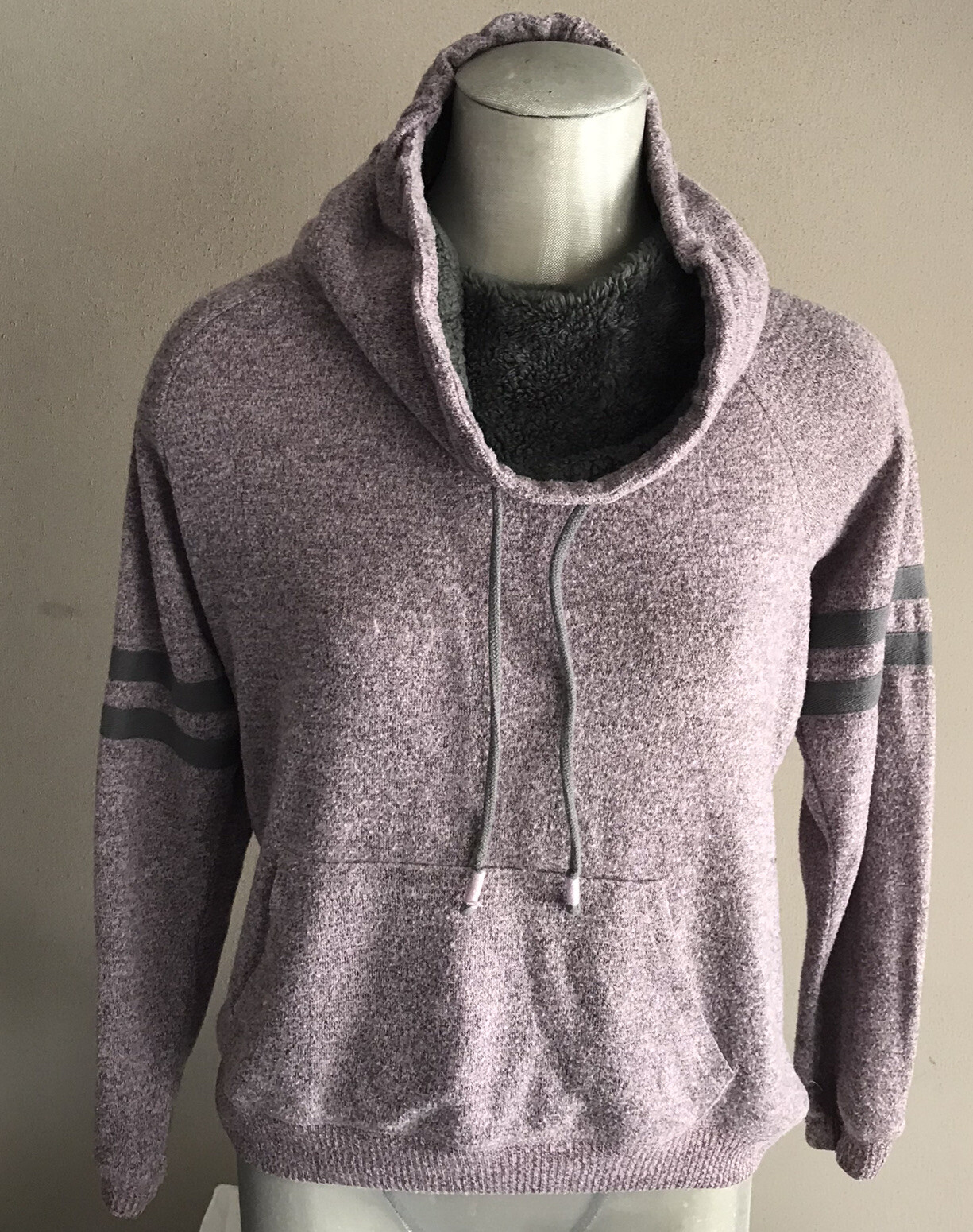 Sweater/Hoodie Ultra Flirty Light Purple Drawstring Striped Sleeves (XS)-image