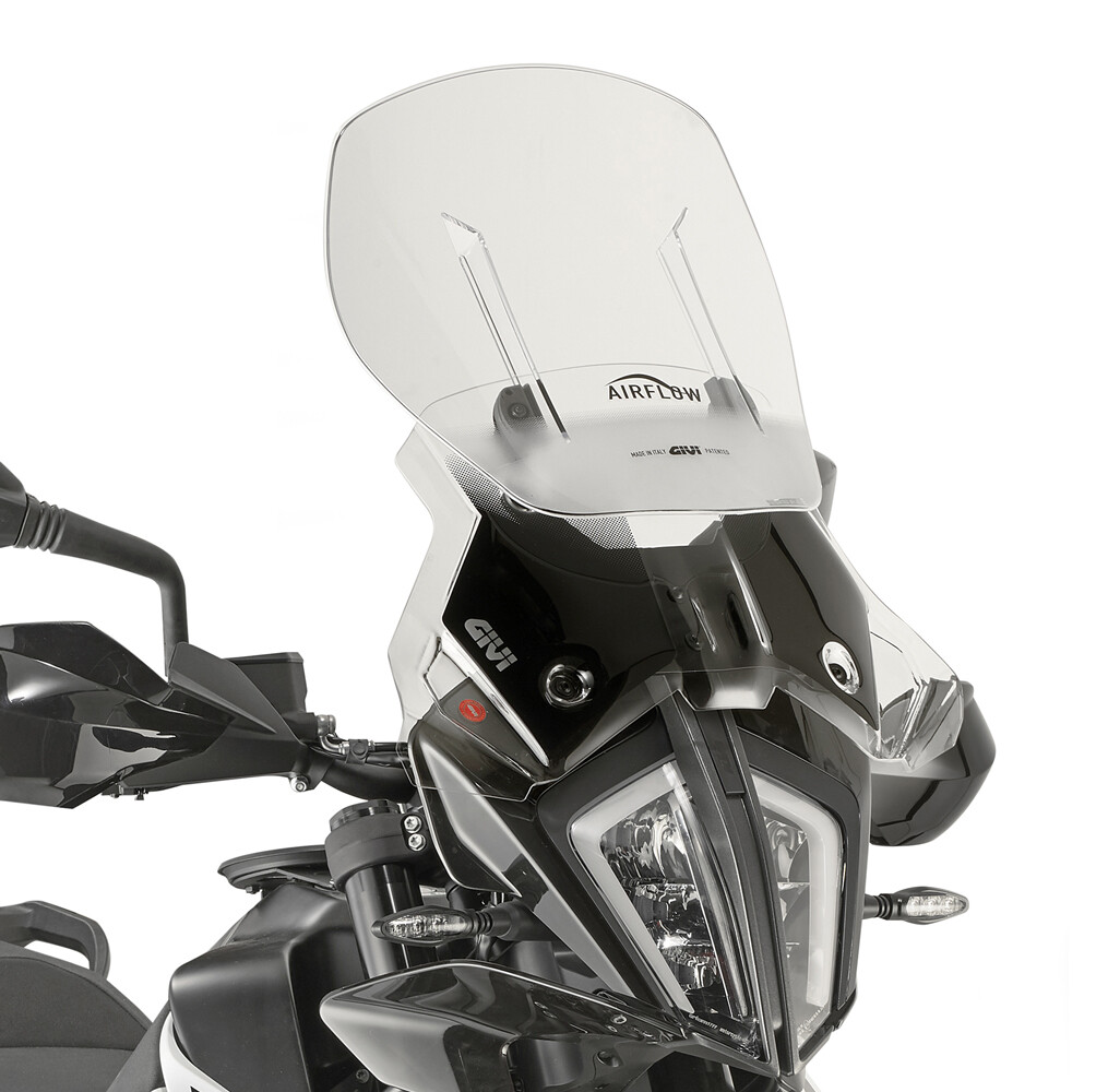 セキュリティ・セーフティ Givi Airflow KTM 390 Adventure 20-24 GIVI Airflow Height Adjustable Transparent Windscreen for KTM 390