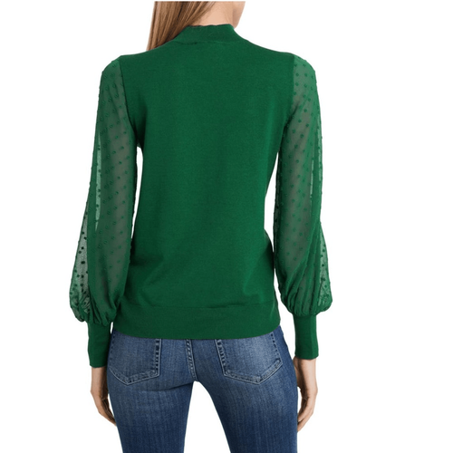 Maglione CeCe Clip Dot Sleeve, top festa di Natale, verde, taglia small nuovo con etichette - Foto 2 di 10