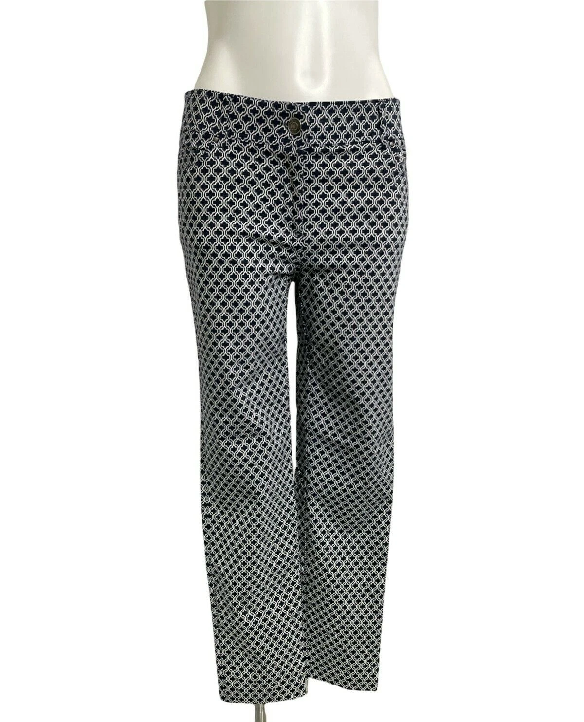 89th & Madison Rayon Blue & White Modern Tapered Slacks Pants Size 10