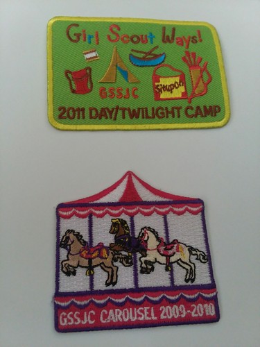 2 Girl Scout Patches 2011 GSSJC Day/Twilight Camp GSSJC Carousel 2009-2010