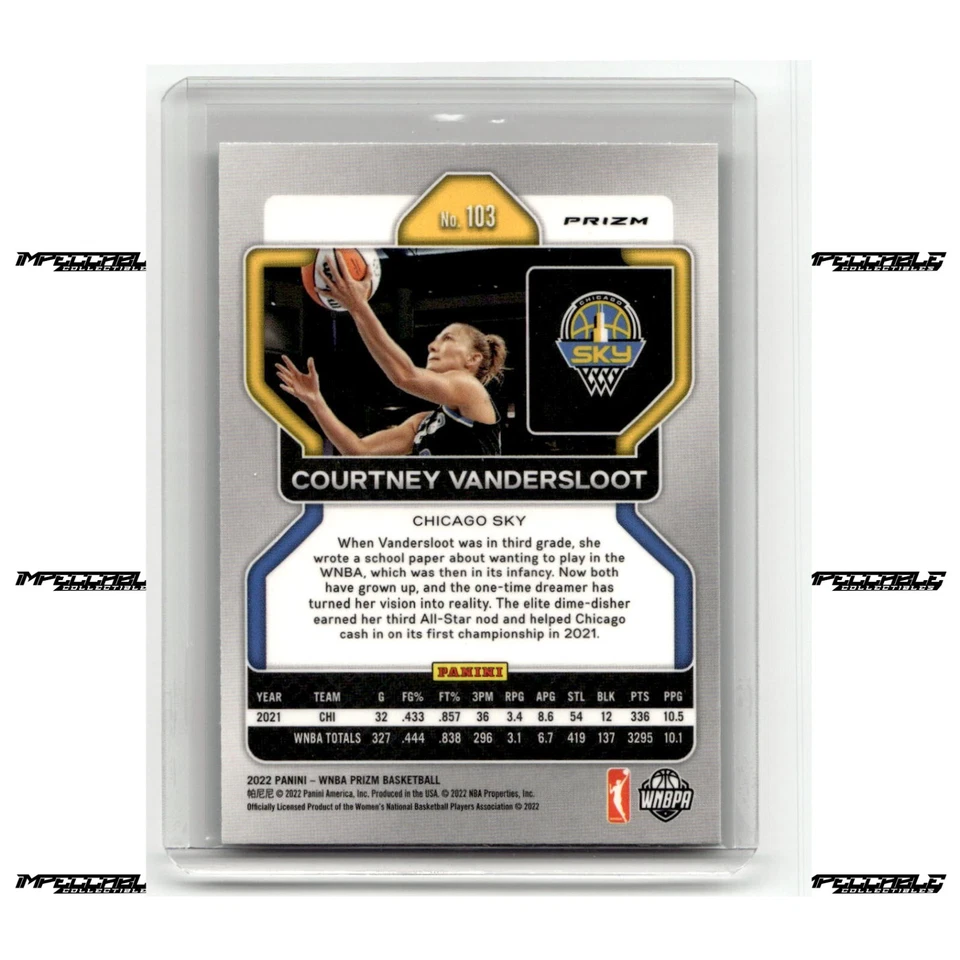 2022 Panini Prizm WNBA - Courtney Vandersloot #103 Green Prizm SP - Image 2 of 2