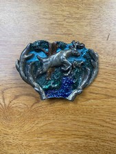 Vintage 1982 Elk in the Wilderness Belt Buckle Colored