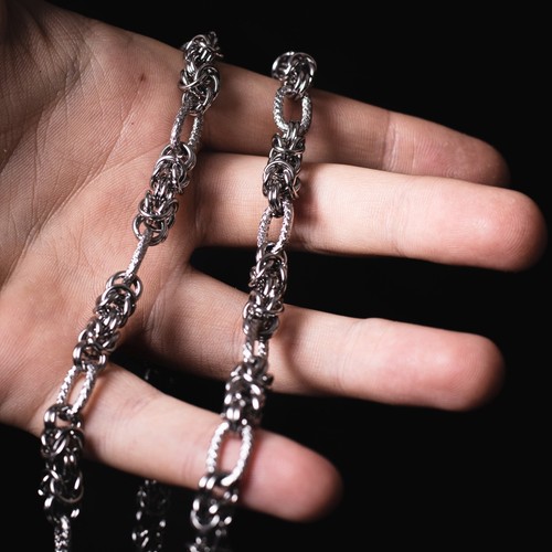 Collana Catena Uomo Argento Acciaio Inox Choker 7mm Spessa Catena a Maglia - Foto 5 di 8