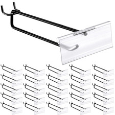 50-Pack 8" Black Metal Pegboard Hooks with Plastic Label Holder Stainless Stee