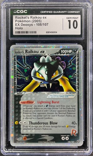 Pokemon Rocket's Raikou ex EX Deoxys Holo #108 CGC 10 Gem Mint