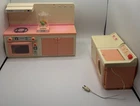 Vintage 1980s IMCO Pink Barbie Furniture Kitchen Stove/Oven & Washer/Dryer READ