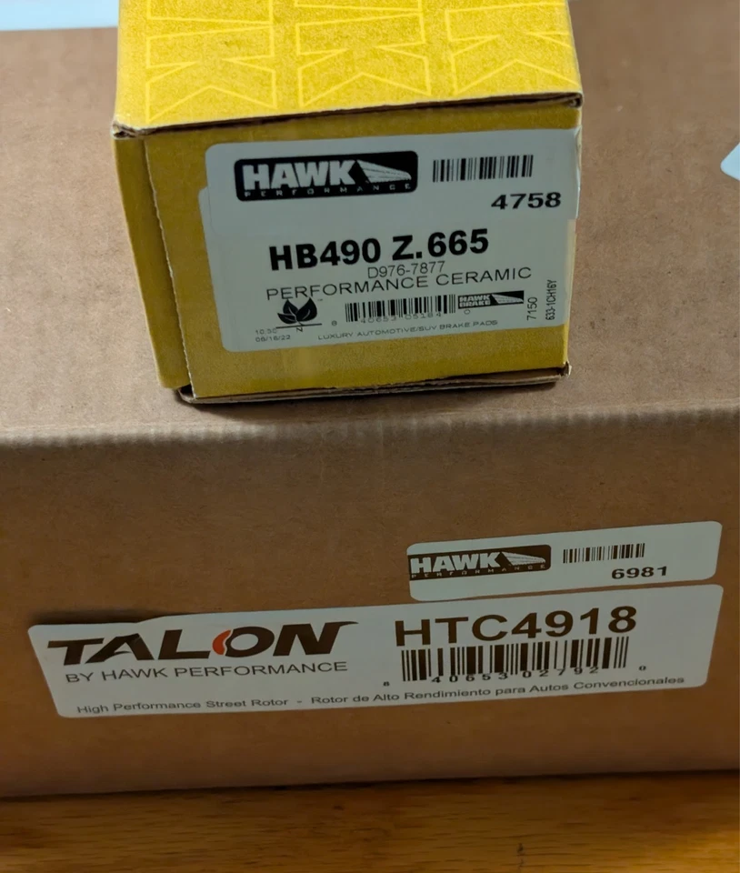 2005-2015 Toyota Tacoma Hawk Talon Drilled/Slotted Front Rotors and Ceramic Pads - Image 2 of 4