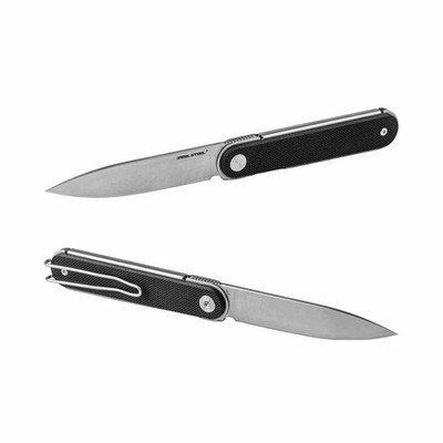 RS8061BB Real Steel Iris Drop Point Blade Steel 12C27 G10 Black Handle Liner Loc