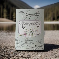 SYMPATHY CARD THINKING OF YOU MANY HEARTS GO OUT TO YOU FLOWER BOUQUET FEMALE