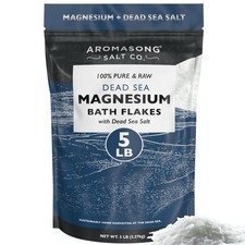 Aromasong Raw Magnesium Flakes Bath  Dead Sea Salt Soaking - 5 Lb Resealable