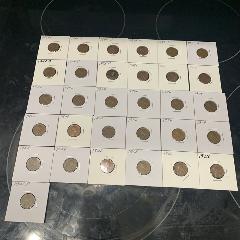 1946 P D S Lincoln Wheat Cent 31 Coin Set