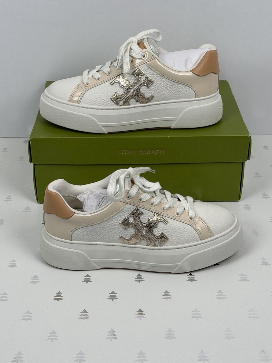 Tory Burch Signature Color Block Platform Leather Sneaker White
