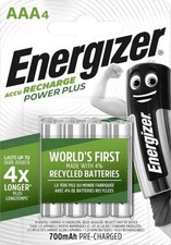 4x Energizer Power Plus AAA HR03 Rechargeable Batteries 700mAh NiMH 2.60 per battery