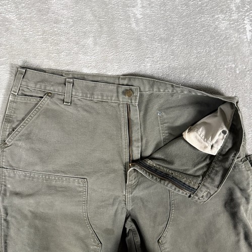 Vtg Carhartt Pants Double Knee Carpenter Mens 38x32 Super Baggy Olive Workwear - Picture 22 of 23