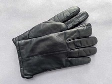 SAKS FIFTH AVENUE EXTRA-WARM BLACK LEATHER GLOVES, FLEECE LINING, CHINA sz L EUC