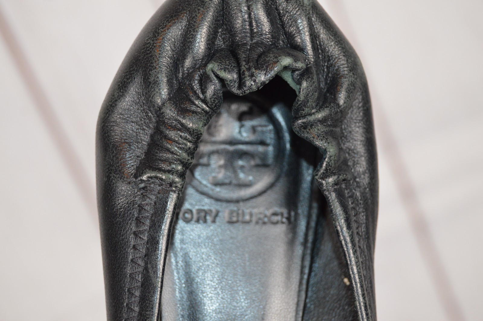 Tory Burch Black Leather Reva Silver Logo Ballet Flats Shoes US Women Sz 6M GUC thumbnail 5