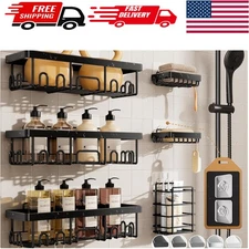Advanced Rustproof Shower Caddy Organizer Set, 6-Piece Adhesive Shelf Solution