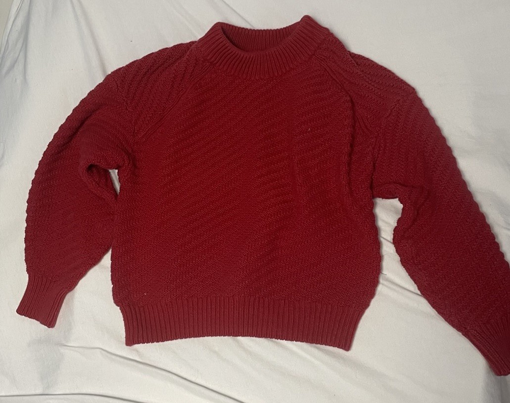 Universal Thread Bobbin Red Cable Knit Pullover  … - image 1
