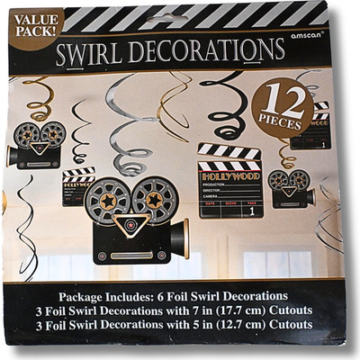 Hollywood Party Dekoration   Swirl Hängedeko 12-teilig   Amscan
