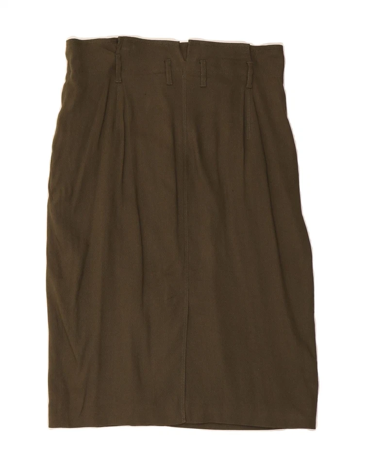 BURBERRY Womens High Waist Tulip Skirt W32 Large Khaki Linen DM14 - Image 2 of 3