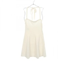 CHANEL Halter Neck Dress #36 P79135K11429 cotton silk White Used Women Coco CC