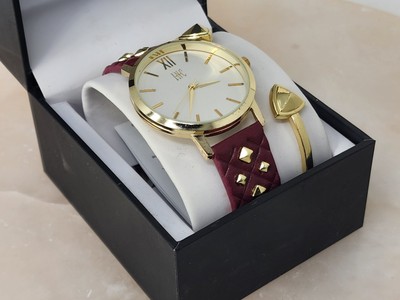 Alfani Medallion-Print Ruched Top Women's 38mm Watch & Gold Tone Bracelet