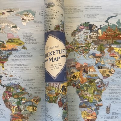 Awesome Maps Bucket List Map Re-Writable High Gloss Travel Wall Poster Open Box