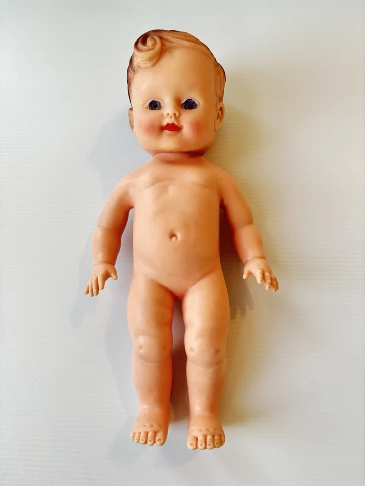 Vintage 1950/60’s Soft Rubber Cute Little Boy Doll With Overalls England 23cm - Image 2 of 4
