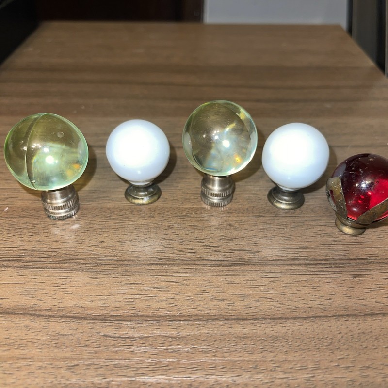 Vintage Lamp Finial Lot 5pc Glass Metal Mixed Styles Decorative
