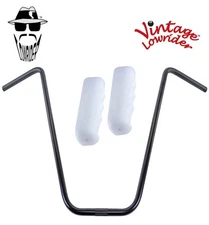 Original Lowrider 24" 22.2 D Handlebar Black Custom 120mm Grips Sparkle/White