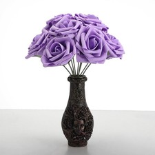 10-Pack Purple PE Foam Roses 8cm