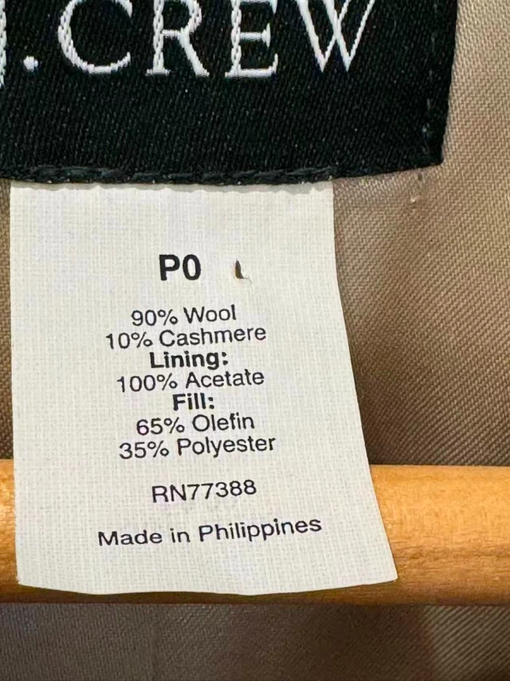 Abrigo J.Crew $398 Petite lana cachemir Thinsulate nuevo sin etiquetas Foto 2 de 4