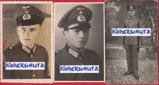 3 org. Fotos: Wehrmacht Portrait Gebirgsjäger Edelweiß an Schirmmütze Ausführung