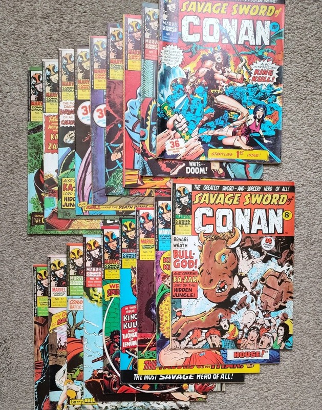Savage Sword of Conan 1-18; Marvel Comics; March to July 1975; UK release